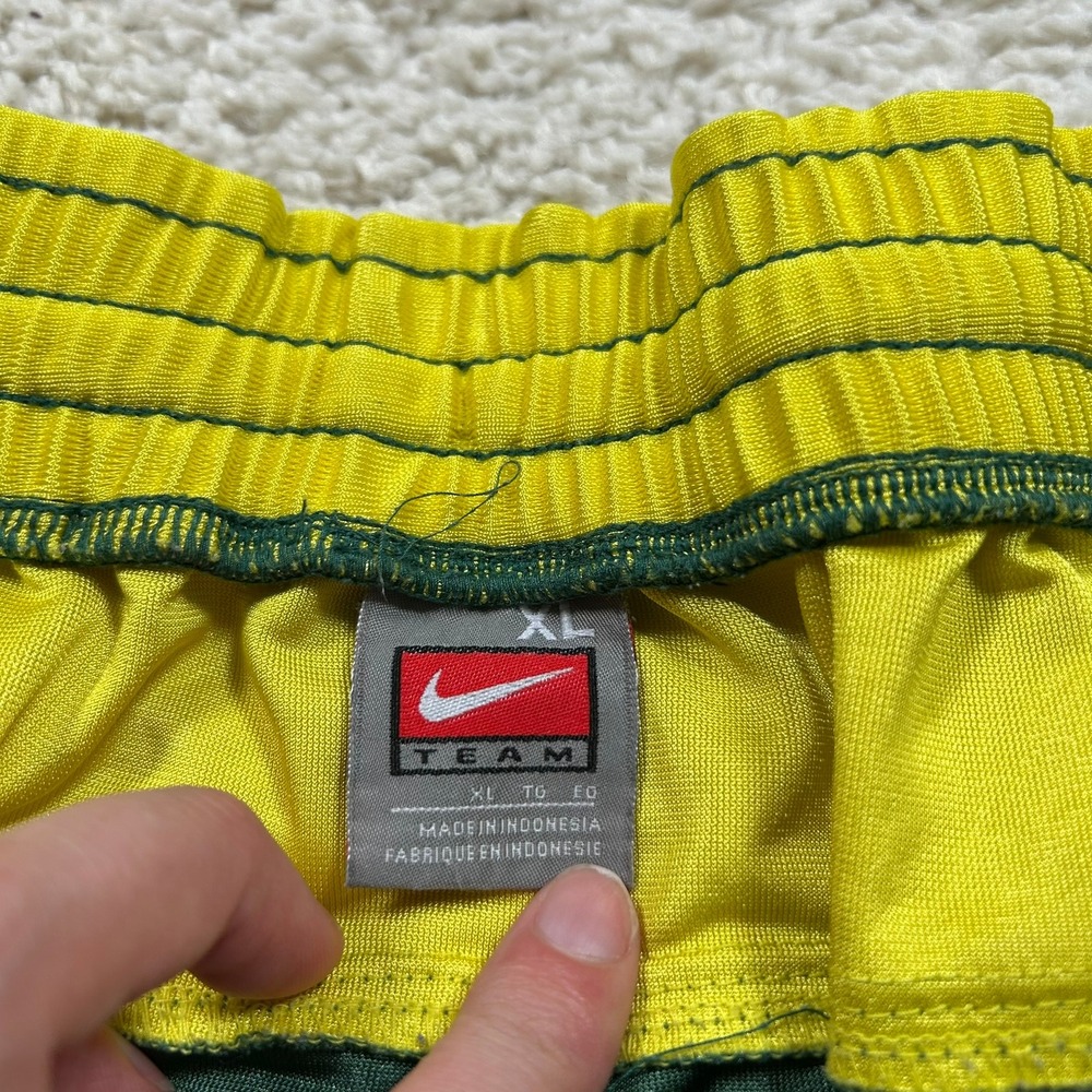 Nike Basketball Shorts XL Green Oregon Ducks Team Shiny Dazzle Baggy Striped - Picture 8 of 9